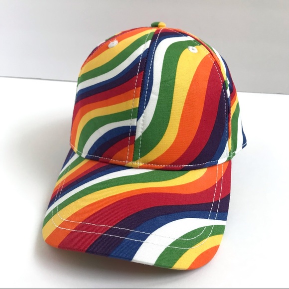 Michael Kors Rainbow Wave Pride Cotton Baseball Cap LGBTQ One Size - Picture 3 of 13